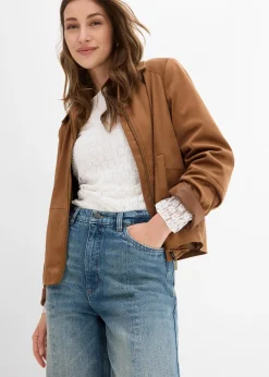 Jean droit et loose, taille haute, peu extensible