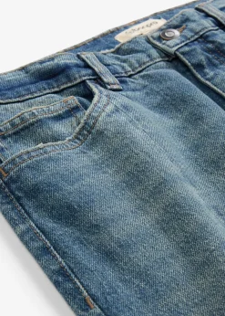 Jean droit et loose, taille haute, peu extensible