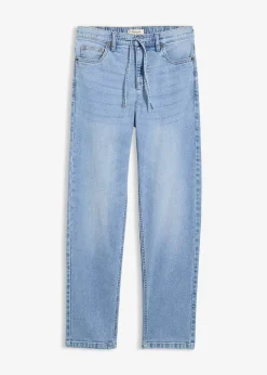 Jean droit et loose, taille mi-haute