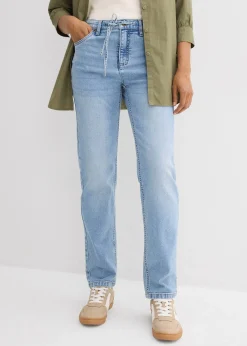 Jean droit et loose, taille mi-haute