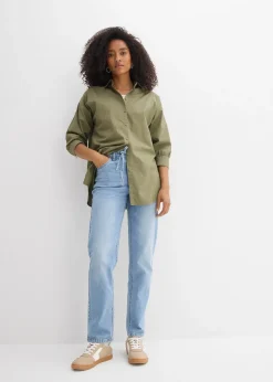 Jean droit et loose, taille mi-haute