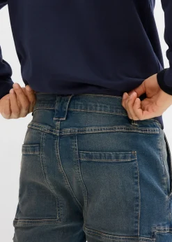 Jean droit extensible, poches cargo, regular