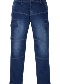 Jean droit extensible, poches cargo, regular
