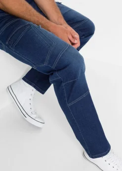 Jean droit extensible, poches cargo, regular