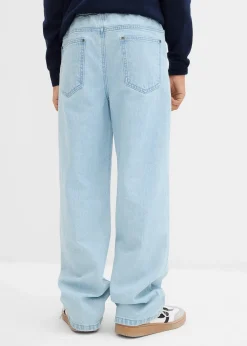 Jean droit, loose, à taille élastiquée