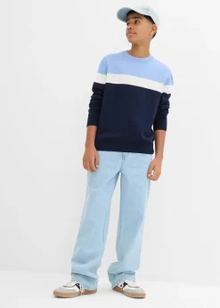 Jean droit, loose, à taille élastiquée