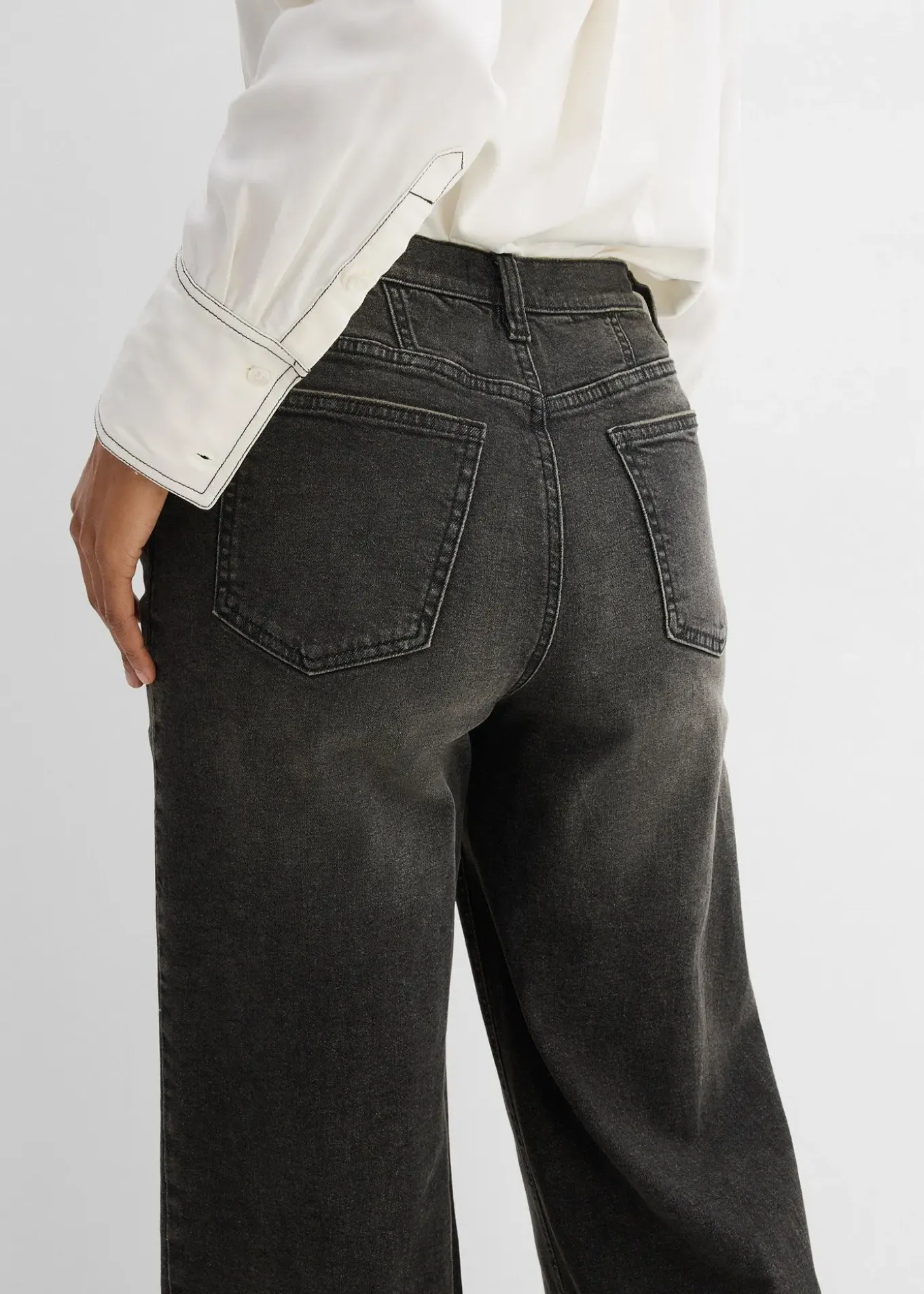 Jean droit loose, taille haute