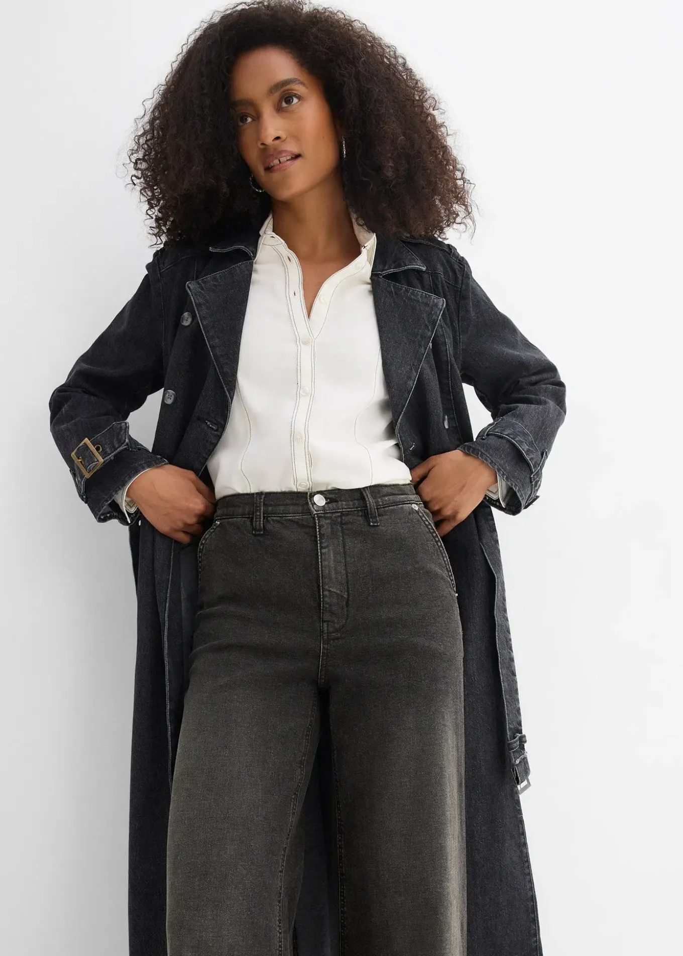 Jean droit loose, taille haute