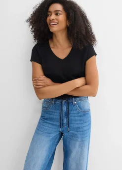 Jean droit loose, taille haute