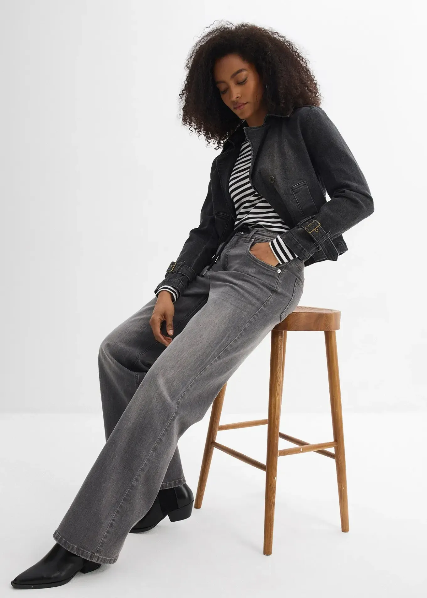 Jean droit loose, taille haute