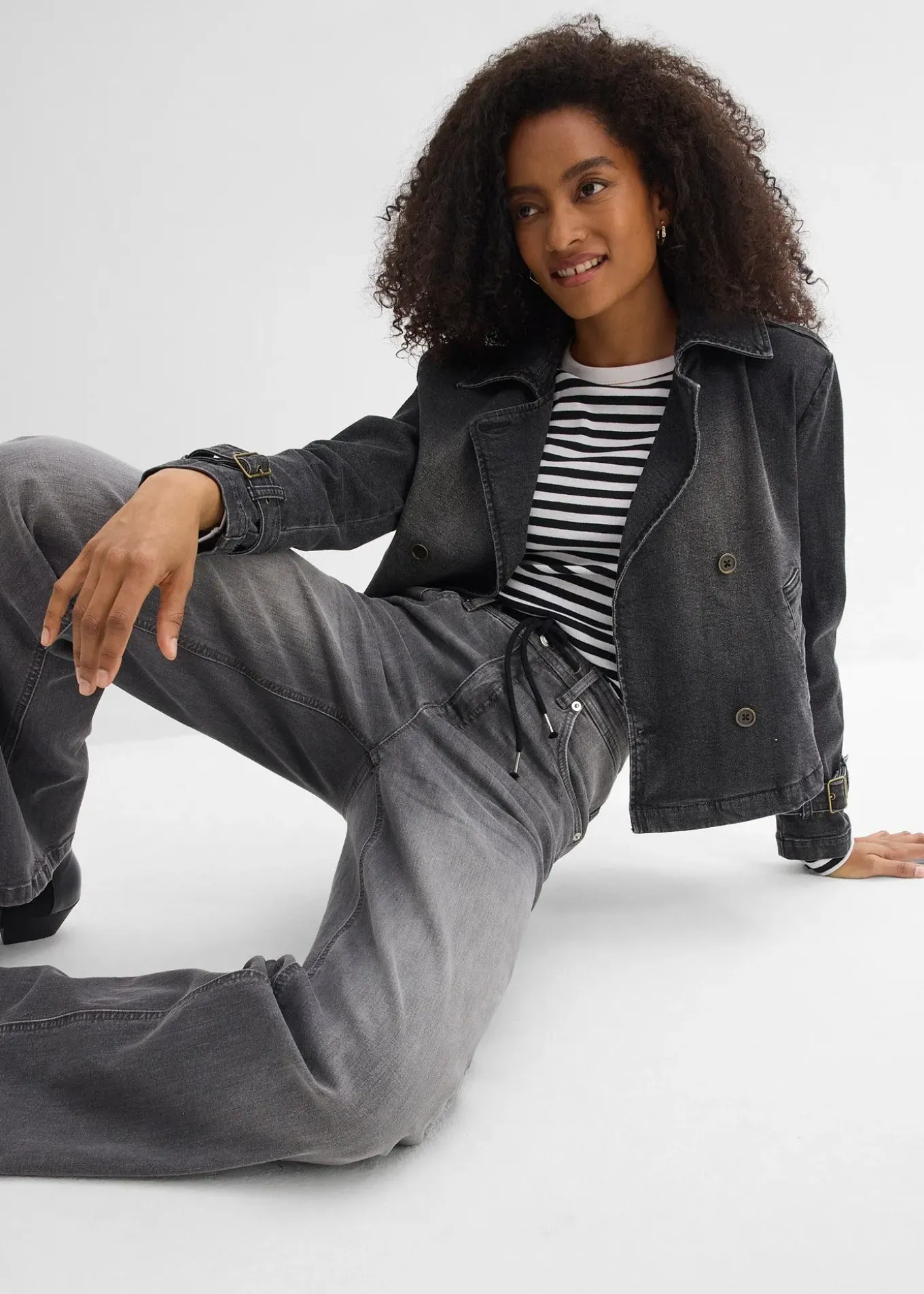 Jean droit loose, taille haute