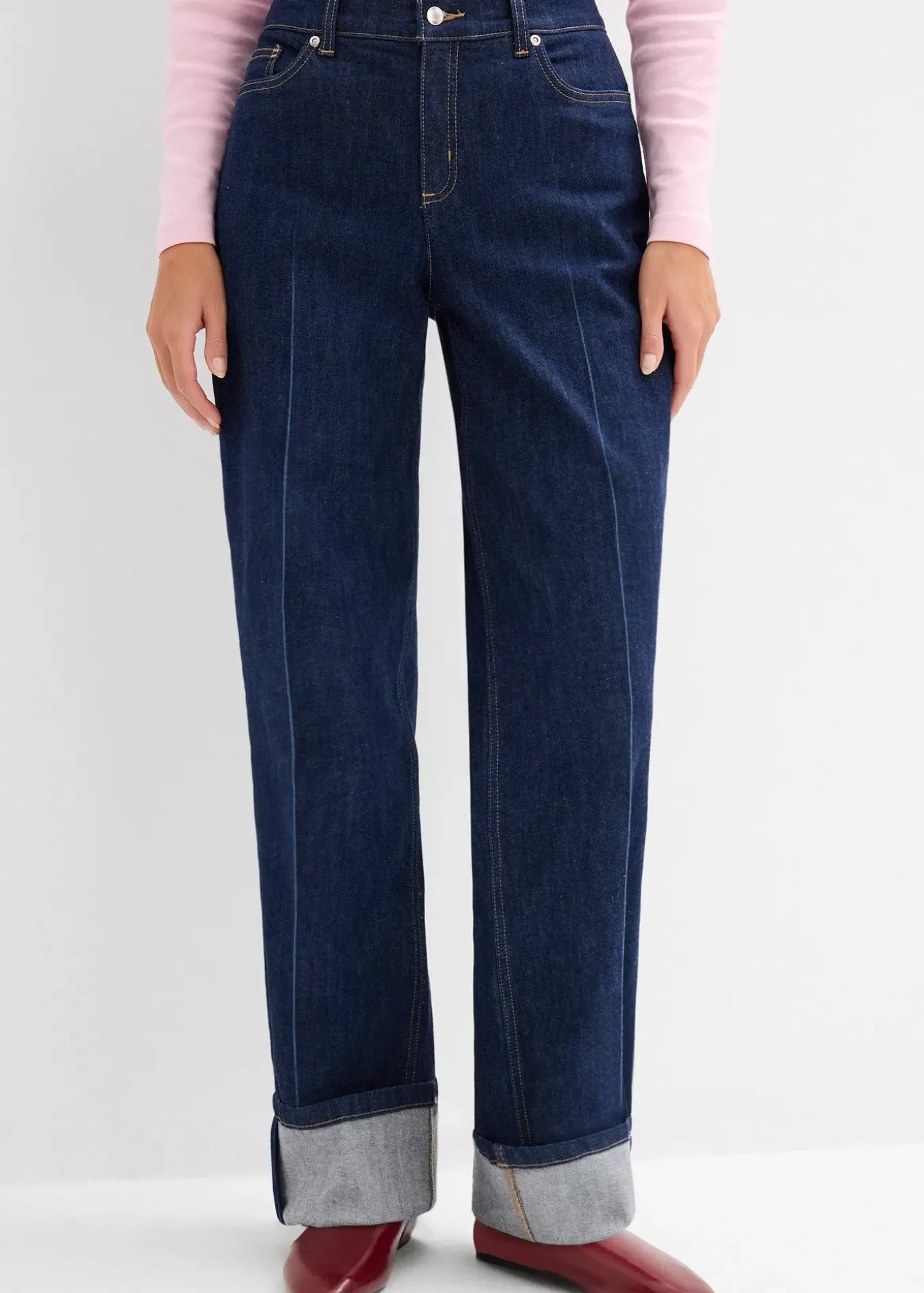 Jean droit loose taille mi-haute, long