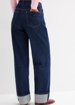 Jean droit loose taille mi-haute, long