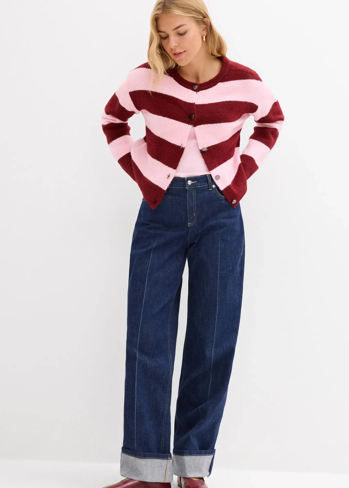 Jean droit loose taille mi-haute, long