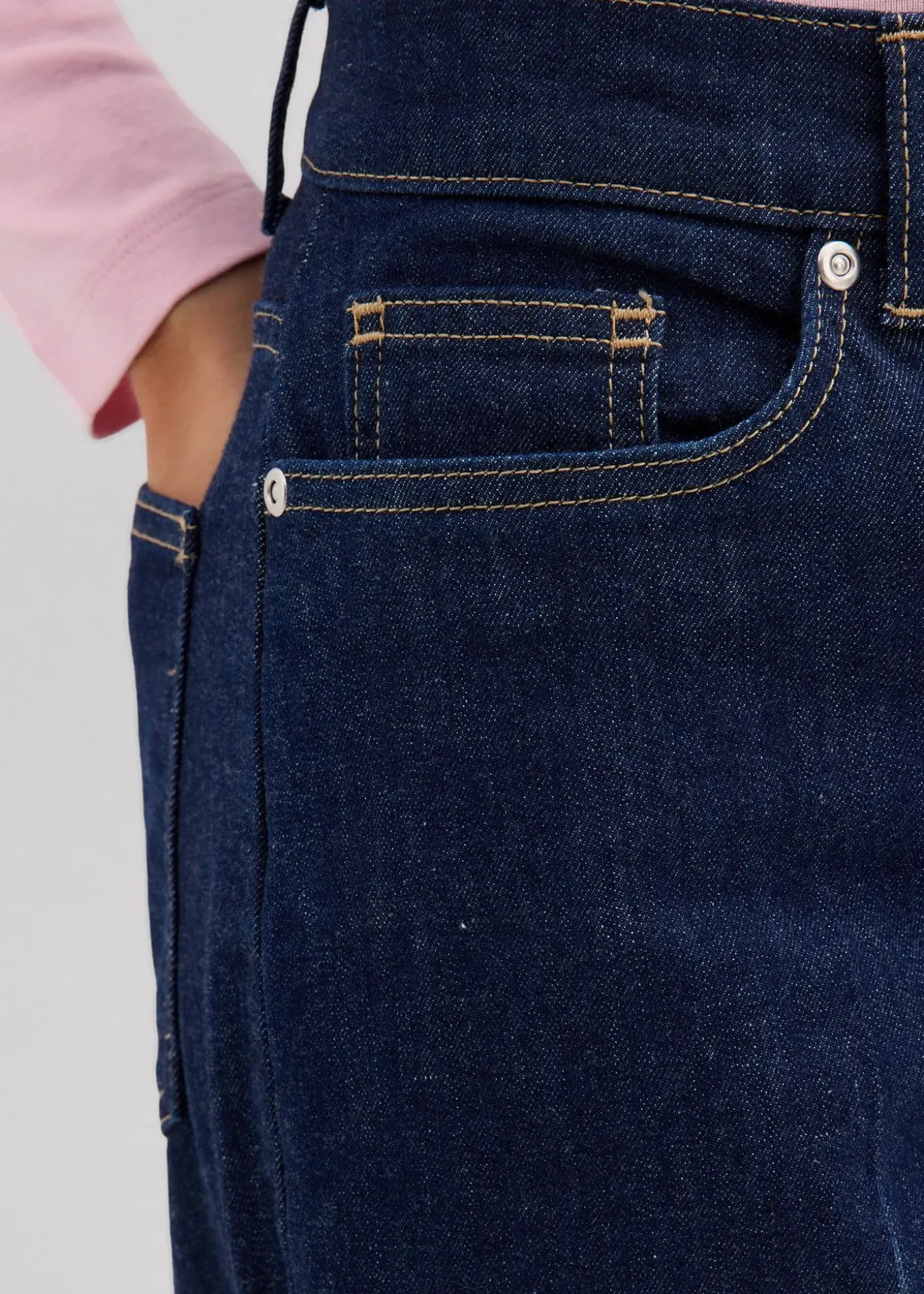 Jean droit loose taille mi-haute, long