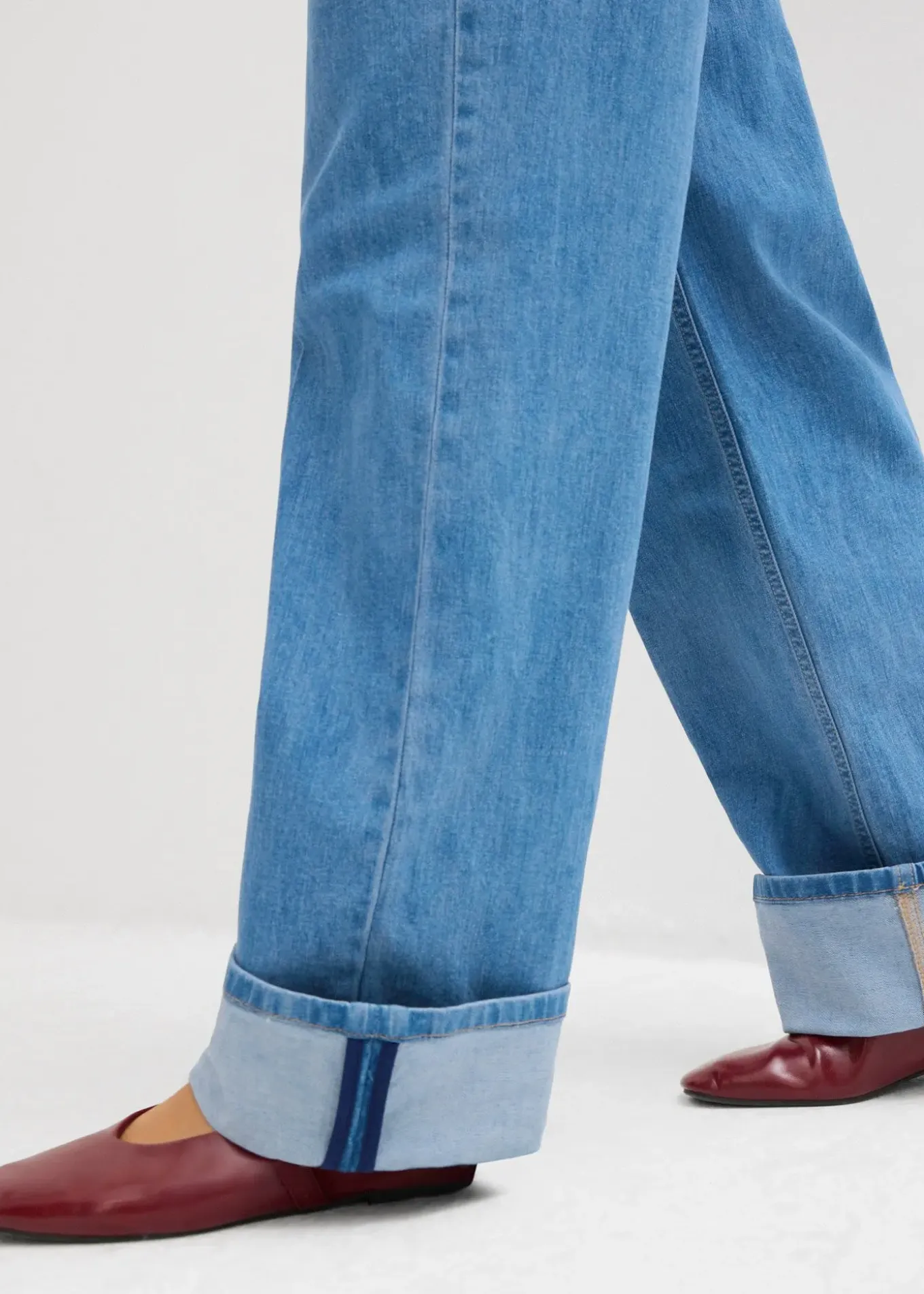 Jean droit loose taille mi-haute, long