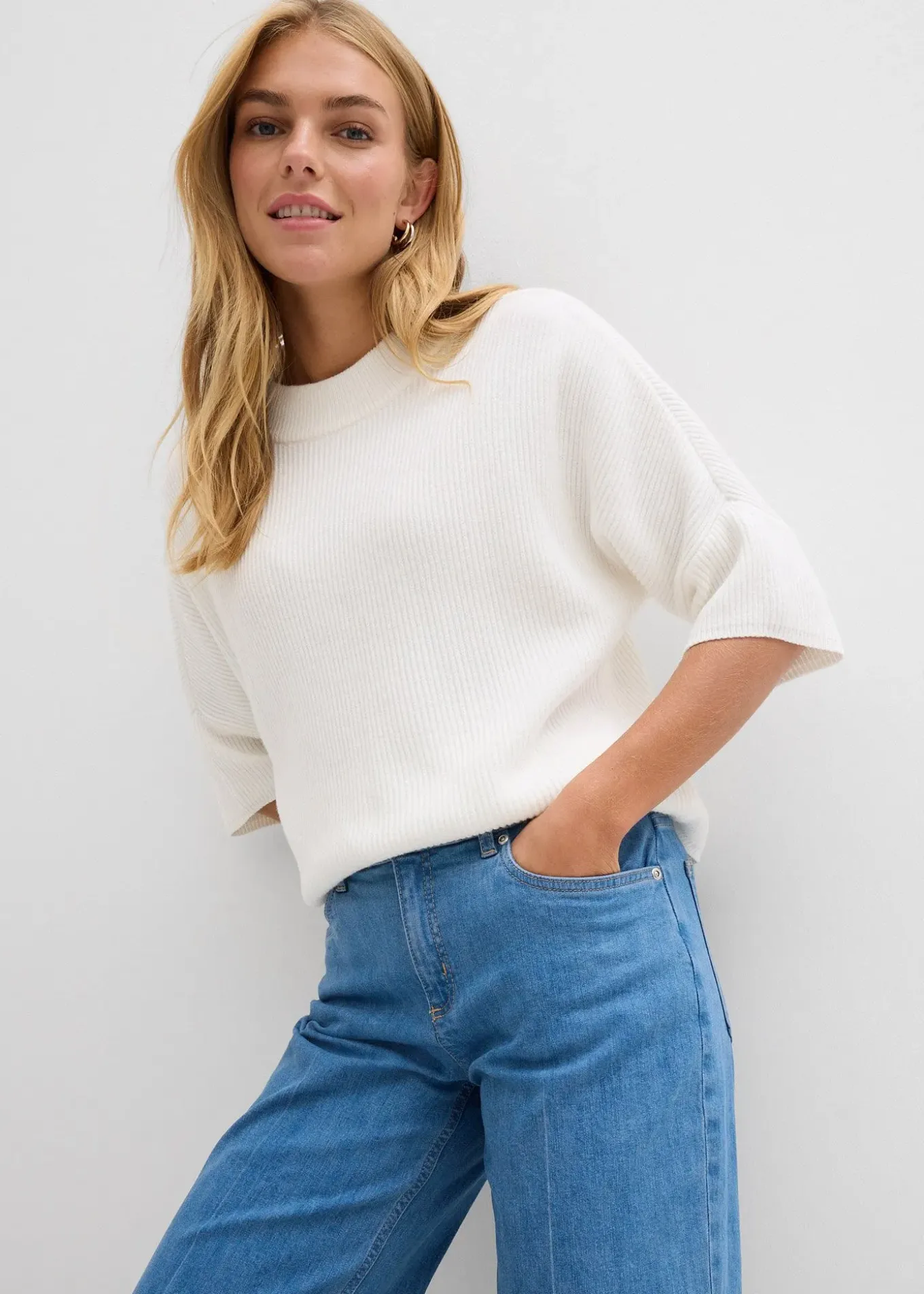 Jean droit loose taille mi-haute, long