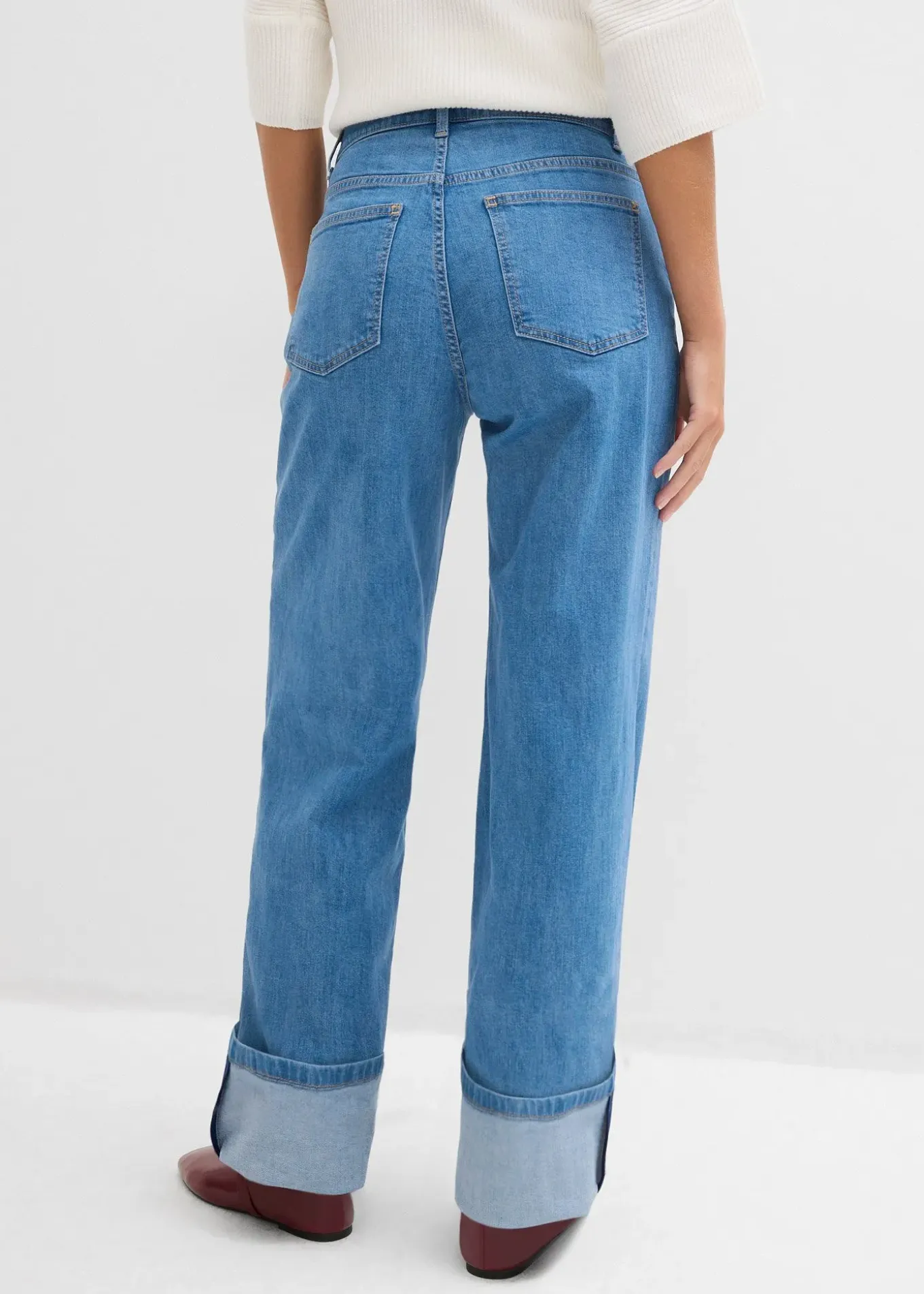 Jean droit loose taille mi-haute, long