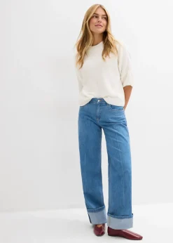 Jean droit loose taille mi-haute, long