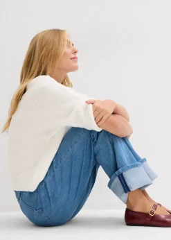 Jean droit loose taille mi-haute, long