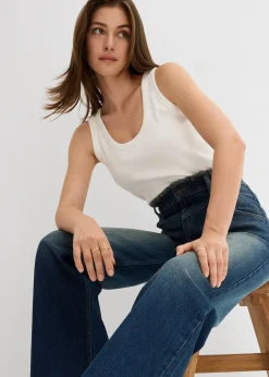 Jean droit, taille haute