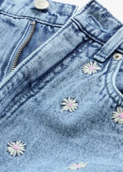 Jean droit, taille haute, coton