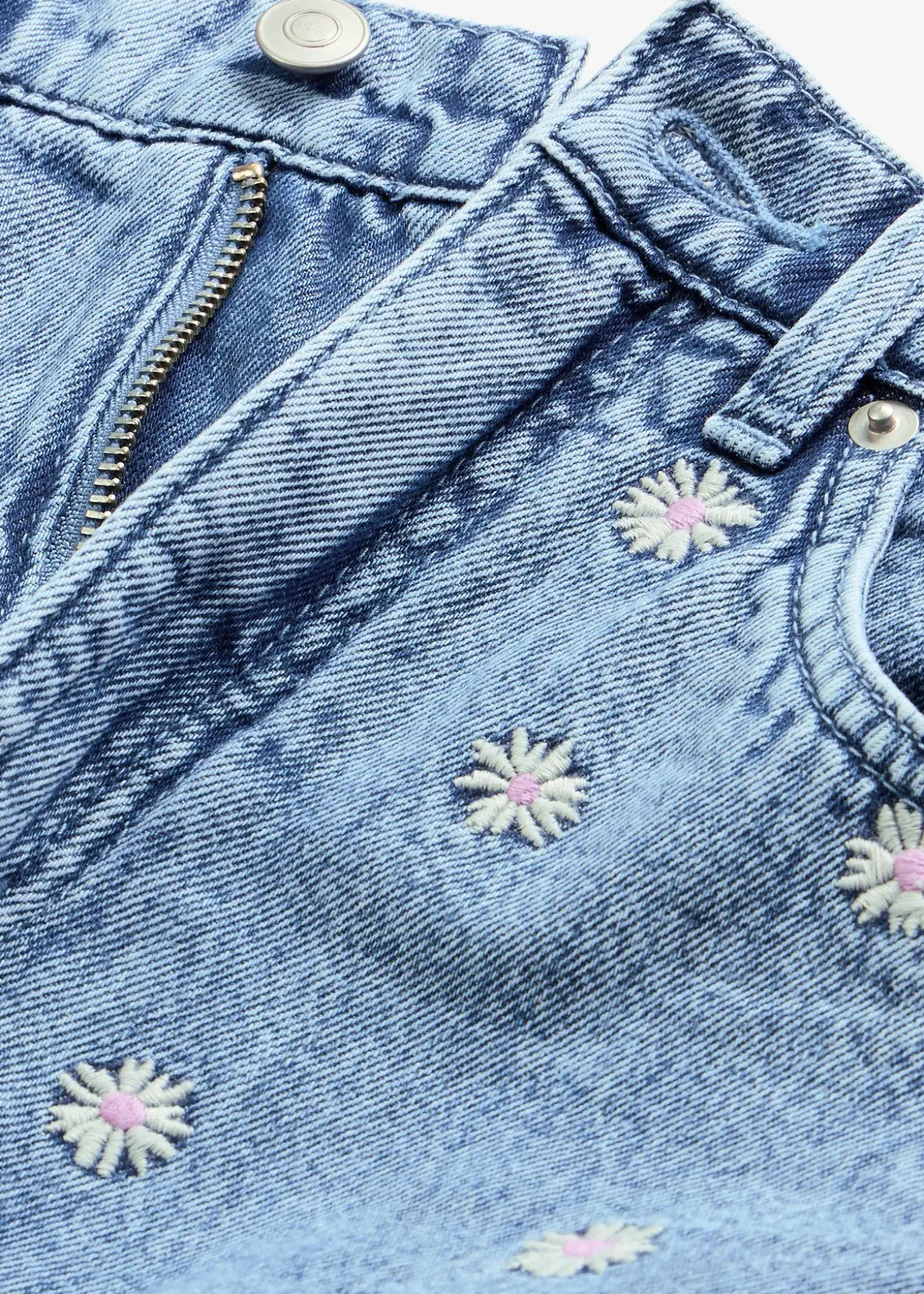 Jean droit, taille haute, coton