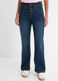 Jean droit taille haute, extensible