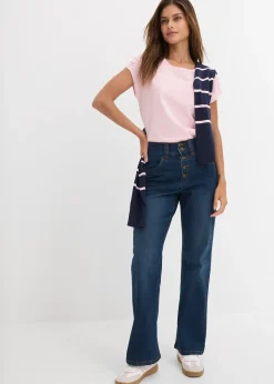 Jean droit taille haute, extensible