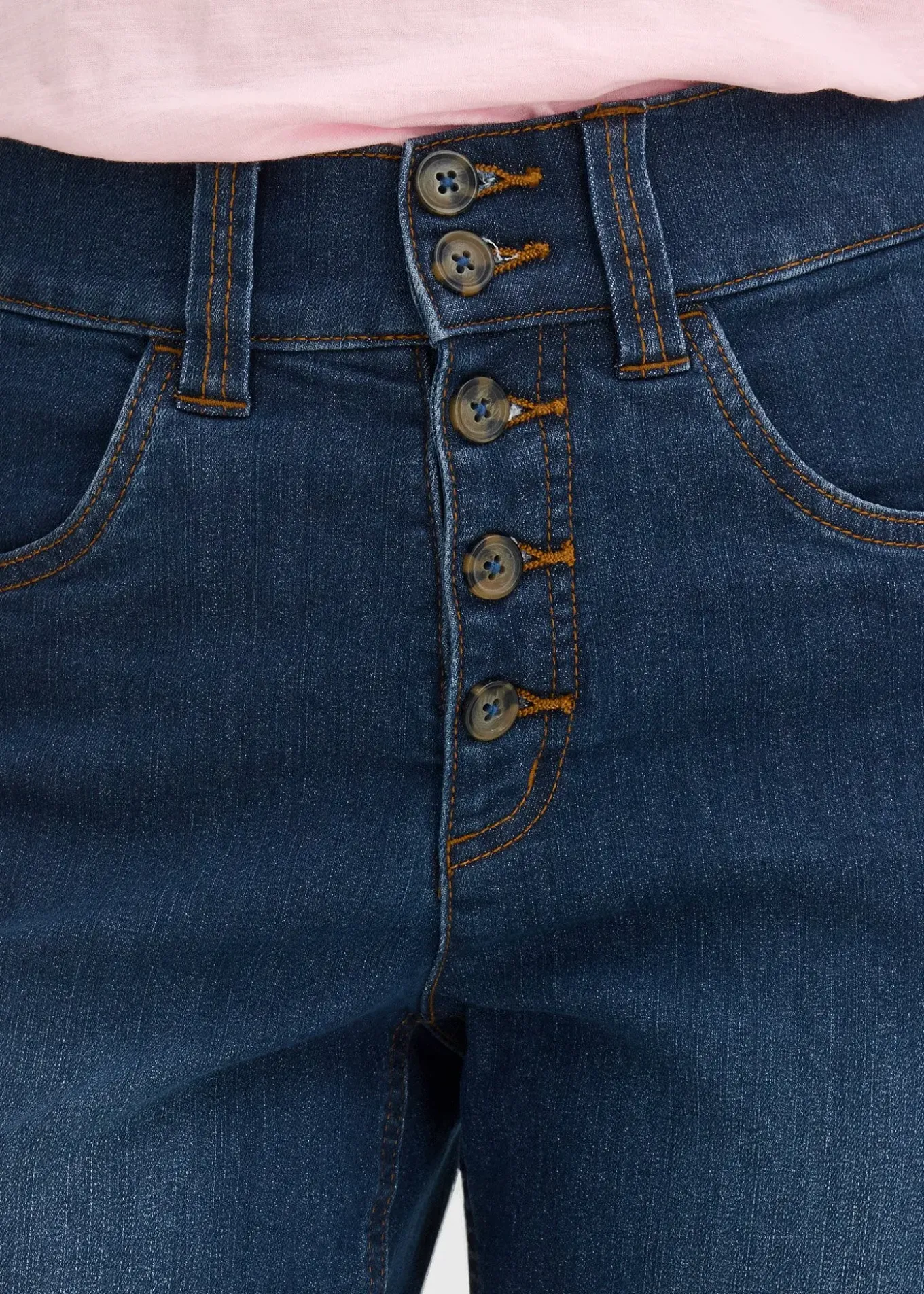 Jean droit taille haute, extensible