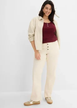 Jean droit taille haute, extensible