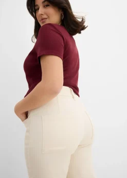 Jean droit taille haute, extensible