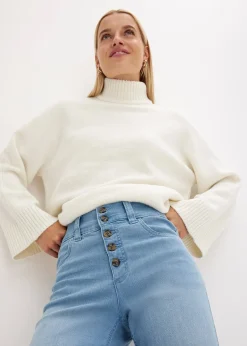 Jean droit taille haute, extensible