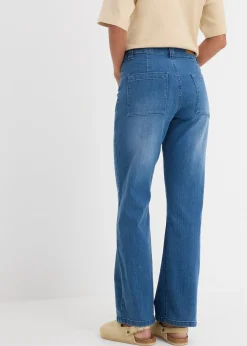 Jean droit taille haute, extensible