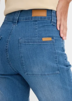 Jean droit taille haute, extensible