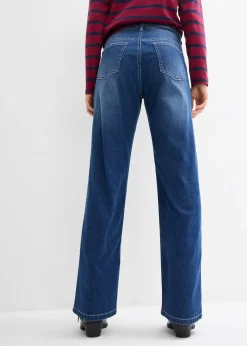 Jean droit taille haute élastiquée, loose