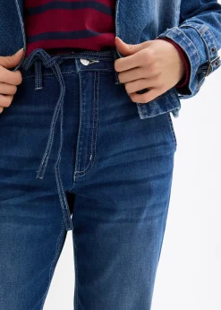 Jean droit taille haute élastiquée, loose