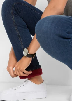 Jean droit taille haute, thermique