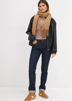 Jean droit taille mi-haute, extensible