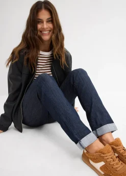 Jean droit taille mi-haute, extensible