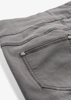 Jean droit taille mi-haute et élastiquée, très extensible