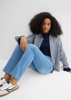 Jean droit taille mi-haute, extensible