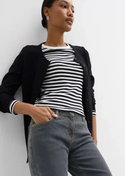 Jean droit taille mi-haute, extensible