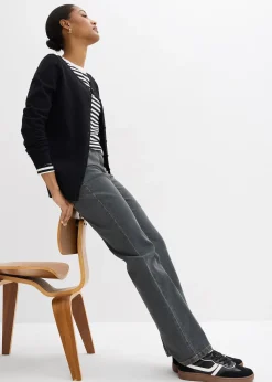 Jean droit taille mi-haute, extensible