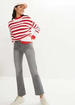 Jean droit taille mi-haute, extensible