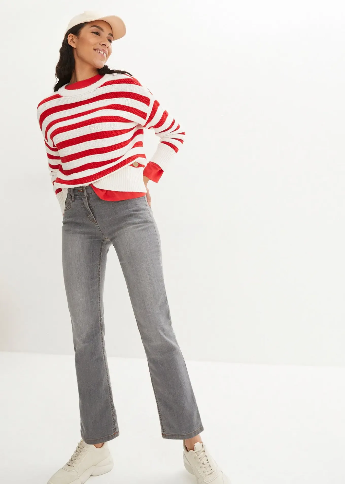 Jean droit taille mi-haute, extensible