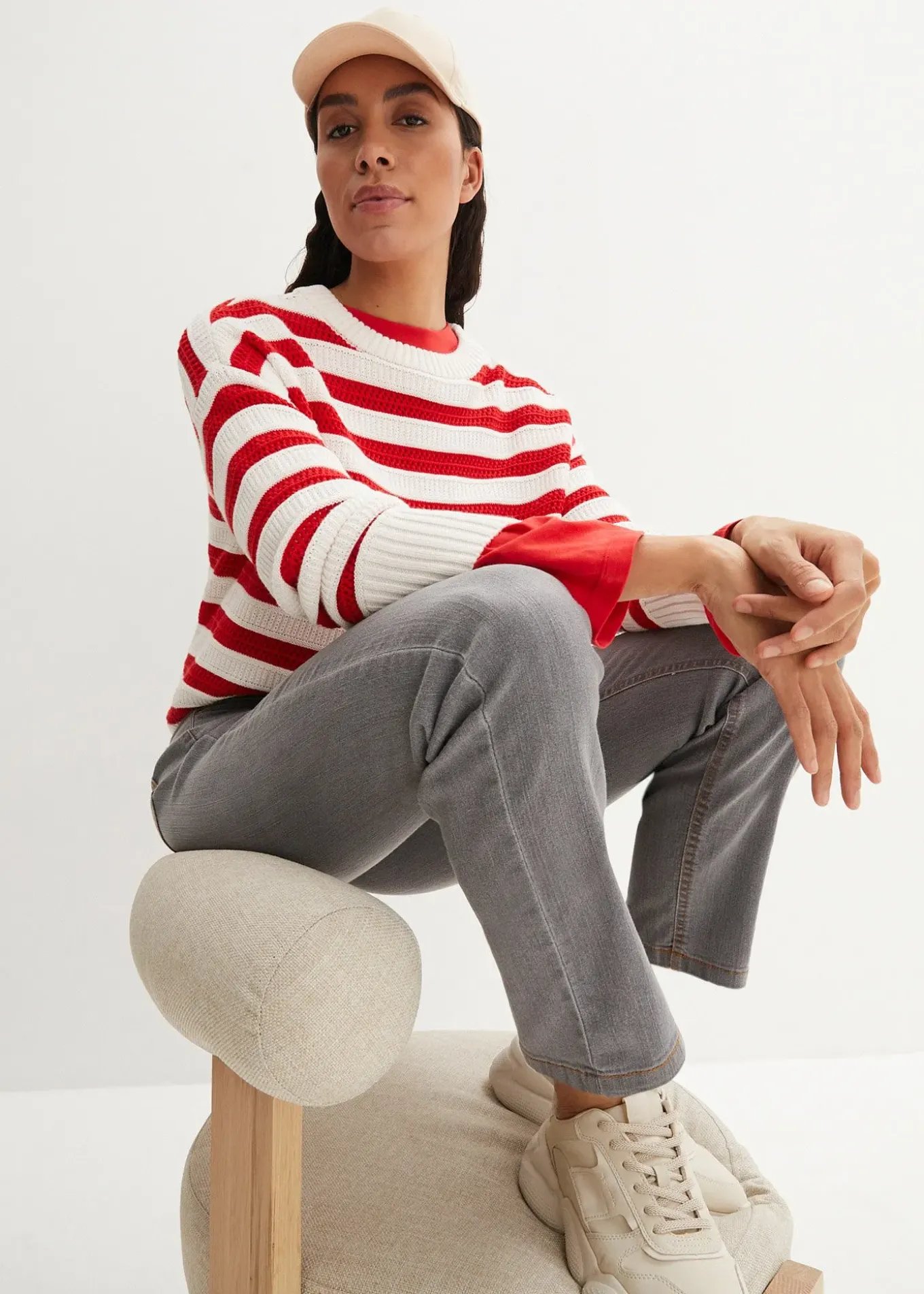 Jean droit taille mi-haute, extensible