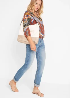 Jean droit taille mi-haute, extensible