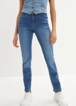 Jean droit taille mi-haute, extensible