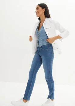 Jean droit taille mi-haute, extensible